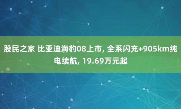 股民之家 比亚迪海豹08上市, 全系闪充+905km纯电续航, 19.69万元起